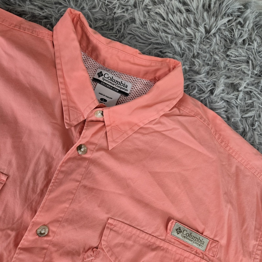 Columbia PFG M7130 Mens XL Salmon Short Sleeve Button Down‎ Vented Shirt